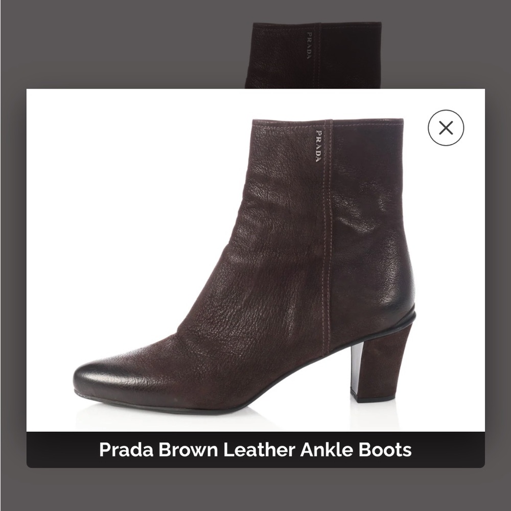 Prada Dark Brown Leather Booties